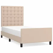 Vidaxl Posteljni okvir z vzglavjem kapučino 80x200 cm umetno usnje