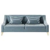 Casa Padrino luxury neoclassic sofa light blue/gold 152 x 97 x H. 85 cm - Living room sofa - Hotel sofa - Living room furniture - Hotel furniture - Luxury furniture - Neoclassic furniture