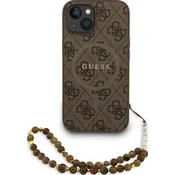 Guess PU Leather 4G Colored Ring Strap MagSafe Zadnji pokrovček za iPhone 15 Brown