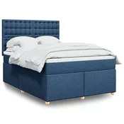 vidaXL vidaXL Box spring postelja z vzmetnico modra 160x200 cm blago, (21306783)