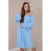 Spanish dress with decorative sleeves blue
