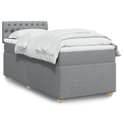 Box spring postelja z vzmetnico svetlo siva 80x200 cm blago