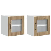 Vidaxl Stenski stekleni omarica LUCCA 2 szt. Artisan hrast