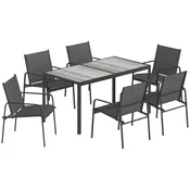 Homestar Vrtni garnitura Miza s 6 stoli 150x80x74 cm Črna