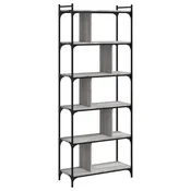 Vidaxl Knjižna omara 6-nadstropna siva sonoma 76x32x192 cm inž. les