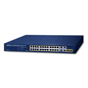 PLANET 24-Port 10/100/1000T 802.3at Neupravljano Gigabit Ethernet (10/100/1000) Podrška za napajanje putem Etherneta (PoE) 1U Plavo