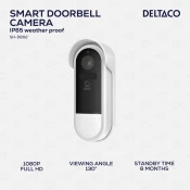 DELTACO SMART HOME WiFi Zvono za vrata s kamerom, 2MP, PIR, IP65 certifikat, IR 5m, microSD BIJELO