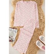 Trendyol Pink Soft Touch Cotton Floral Ribbed Knitted Pajama Set