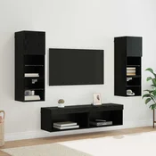 TV zidna jedinica Zidne 6 pcs Crni hrast Konstruirano drvo