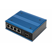 Industrial 4+1-Port Gigabit Ethernet PoE Switch Unmanaged, 4 RJ45 Ports 10/100/1000 Mbits
