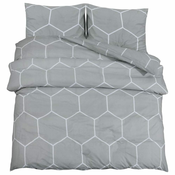 Set posteljine za poplun sivi 140 x 200 cm pamucni200x200