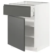 METOD / MAXIMERA Podni element s fiokom/vratima, bela/Voxtorp tamnosiva, 60x60 cm