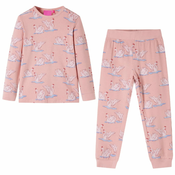 vidaXL Otroška pižama z dolgimi rokavi svetlo roza 140