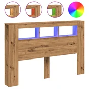 Vidaxl LED posteljno vzglavje artisan hrast 160x18,5x103,5 cm inž. les