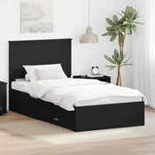 Vidaxl Konstrukcija postelje s predalom Črna in srebrna 100 x 200 cm