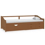 Vidaxl Trosed z ležiščem in predali medeno rjava borovina 90x200 cm