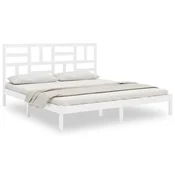Vidaxl Posteljni okvir bel iz trdnega lesa 200x200 cm