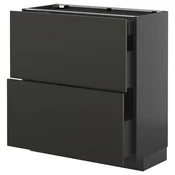 METOD / KNIVSHULT Pod.ormaric i 2fronta/3fioke, Crnosiva/Nickebo boja antracita, mat, 80x37 cm