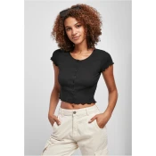 Womens T-shirt with buttons, black
