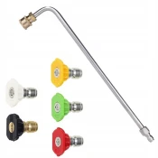 shumee Rosfix Set 5 hitro spojnih šob za visokotlačne čistilnike (0°, 15°, 25°, 40°, 60°) + cev visokotlačnega čistilnika 1/4 34cm upognjena 90°