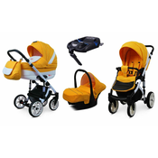 Babylux Lilly Mustard Yellow | 4v1 Kombinirani Voziček kompleti | Otroški voziček + Carrycot + Avtosedežem + ISOFIX