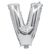 Folija balon v obliki črke V srebrne barve – črka V 32 cm