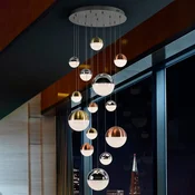 Schuller Valencia LED obesek Sphere multicolour 14fl, App - Dnevna soba/jedilnica - Dizajn - bron, satenasto medenina, krom - Kovina