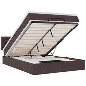 Vidaxl Otomanska postelja z vzmetnico rjav 140x190 cm blago