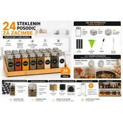 Ruhhy Komplet 24 steklenih kozarčkov za začimbe 120 ml – posodice za začimbe, organizator začimb, 72 nalepk, lijak