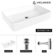 shumee Helmken 84261000 Umivalnik za vgradnjo v pult (61,5x41) bel + sifon krom + zamašek Click-Clack krom