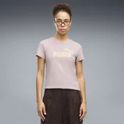 PUMA Essentials Metallic Logo Tee Women, Clothing, Misty Pink/Metallic Silver, S