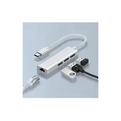 KETTZ Adapter konverter Tip C -RJ45 100mb, 2xUSB 2.0, 1xUSB 3.0
