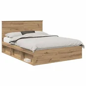 Vidaxl Konstrukcija postelje Oreh 150 x 200 cm Masivno borovo les