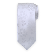 Srebrna poročna kravata s cvetličnim vzorcem 15566