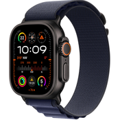 Apple Watch pašček 49mm: Navy Alpine Loop - Medium - Black Titanium Finish