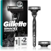 Gillette Mach3 brivnik z ogljem za moške + 2 nadomestni glavi