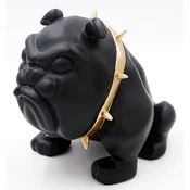 Casa Padrino luxury decorative figure bulldog dog with necklace black/gold H. 55 cm - Resin decorative sculpture - Living room decoration - Luxury decorative animal figure