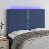 Vidaxl vidaXL Vzglavje postelje z LED modro 144x5x118/128 cm blago