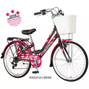 Ženski bicikl Inferior Fashion 24/13 inca crno roze beli Visitor FAS246S6 1240041