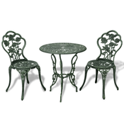 vidaXL Komplet mize in stolov 3 delni zelen liti aluminij