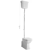 WALDORF straniščna školjka z rezervoarjem za vodo, S-trap/P-trap, belo-krom - Bela - 37x42x65 cm - Kerasan - WALDORF - 24 - Keramika - Retro - 370 - 420 - 650 - 14