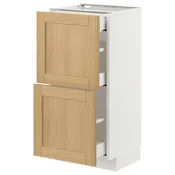 METOD / MAXIMERA Pod.ormaric i 2fronta/3fioke, bela/Forsbacka hrastovina, 40x37 cm