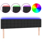 Vidaxl LED posteljno vzglavje črno 160x5x78/88 cm umetno usnje