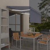 Automatska tenda s roletom i senzorom LED 3,5x2,5m plavo-bijela
