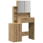 Vidaxl Toaletna mizica Umetni hrast 80 x 35 x 132 cm Konstruiran les