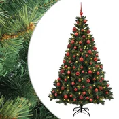 Vidaxl Umjetno božično drevo z okrasnimi kroglami 240 cm 300 LED