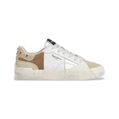 Pepe Jeans za ženske. PLS300001 Milan Crystal Leather Sneakers bele barve (38), Usnje, Bela, Ravna stran, Čipke, Priložnostno