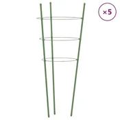 Vidaxl Opore za vrtne rastline s 3 obroči 5 kosov zelene 45 cm jeklo