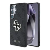 Samsung S25 Ultra GUESS 4G BIG LOGO silikonska futrola za telefon, udarno otporna, stražnja poklopac s kožnim efektom, CRNA GUHCS25L4GMGGR