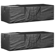 shumee Torba za shranjevanje vrtnih blazin 2 kosa črna 135x40x55cm PE